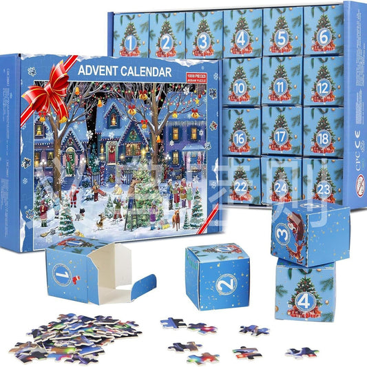 Christmas Advent Calendar Puzzle – 24 Days Countdown Surprise Box for Kids & Family Gifts