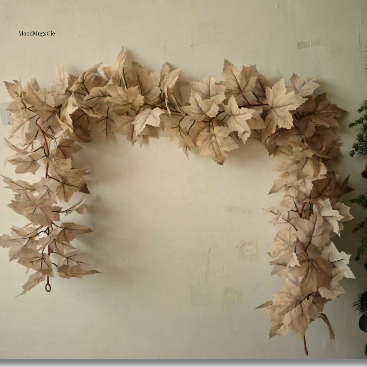 Guirlande lumineuse automnale – Décoration murale en érable & rotin avec lumière chaude | Ambiance cosy pour la maison & fêtes d’automne | MoodMugsCie Handmade