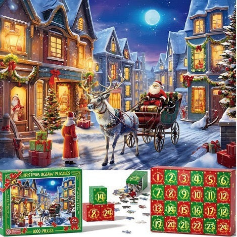 Christmas Advent Calendar Puzzle – 24 Days Countdown Surprise Box for Kids & Family Gifts